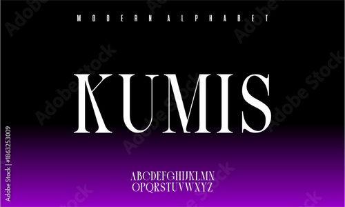 Modern alphabet font Kumis with elegant white letters
