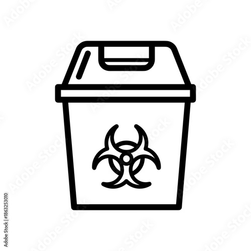 Biohazard sharps container with logo on white background  