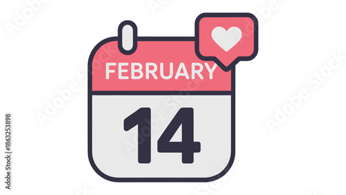 Love Date: A calendar highlights the day of love with a heart-shaped icon, representing the Valentine's Day.