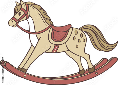 wooden rocking horse vector