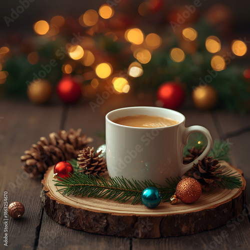 cup of coffee with christmas cookies