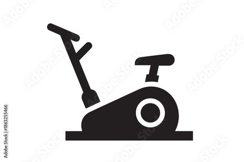 Stationary exercise bike icon in black color fitness equipment for indoor workout symbol