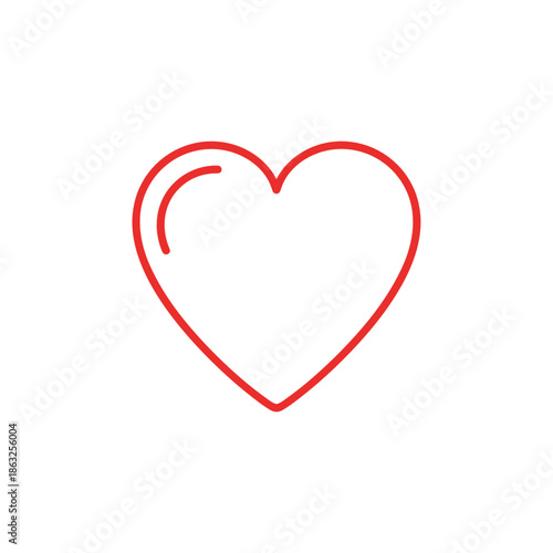 Red donation heart symbol icon in minimalist line art style  