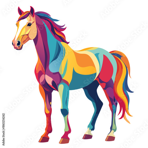vector illustration of a colourful horse