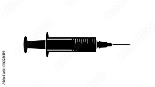 Medical syringe silhouette for healthcare and vaccination concepts