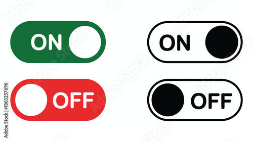 toggles on and off green and red buttons with black and white variations, a premium ranked illustration collection of UI switches, interactive design elements, and modern interface icons for web and 