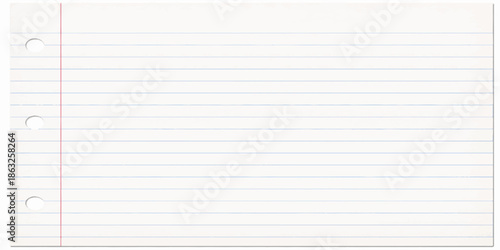 A blank spiral notebook sheet with lined paper texture provides an empty ruled notepad page for school or business office memo notes