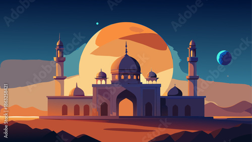 Islamic Ramadan Concept Ramadan Night Scene  Traditional Ramadan Design Crescent Moon Ramadan Ramadan background keywords AI image generation prompt