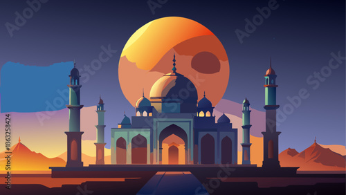 Islamic Ramadan Concept Ramadan Night Scene  Traditional Ramadan Design Crescent Moon Ramadan Ramadan background keywords AI image generation prompt