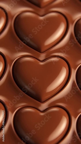 Heart-shaped chocolate bar. A close-up shot of a heart-shaped chocolate bar, with a smooth and glossy texture