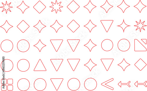 Outline Bullet Point Icon Set  Geometric List Symbols for UI and Infographics