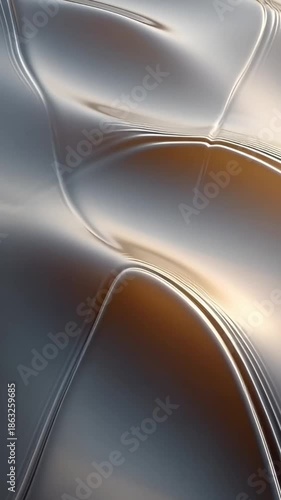 Abstract metal surface with fluid lines and metallic shine