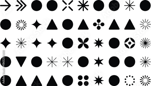 Outline Bullet Point Icon Set  Geometric List Symbols for UI and Infographics