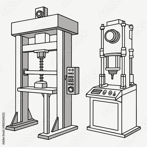 Industrial press machines in operation