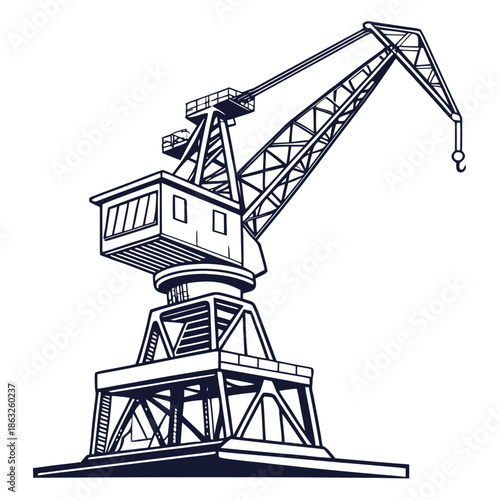 Industrial crane operating at port
