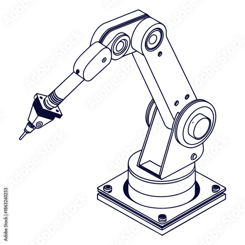 Industrial robot arm performing precision task