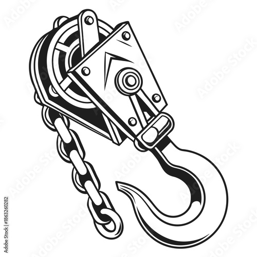 Industrial hoist with chain and hook