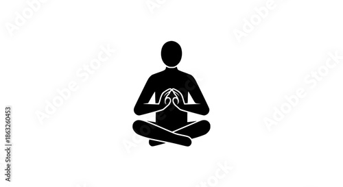 Cross legged pose black white icon