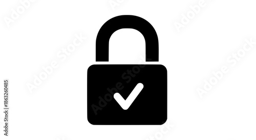 Checked lock flat style black white icon 