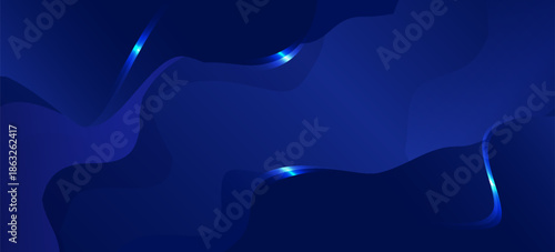 Abstract modern blue horizontal banner background with geometric diagonal overlay layers and glowing lines eps 10