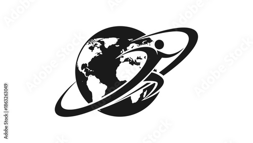 Black and white earth with rings.