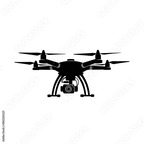 Drone with camera equipment attached underneath.