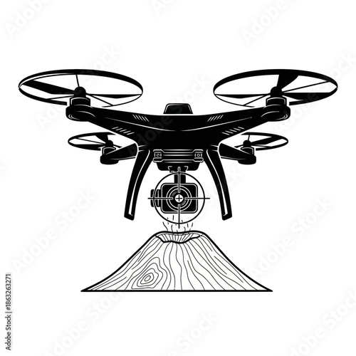 Drone with propellers and camera.