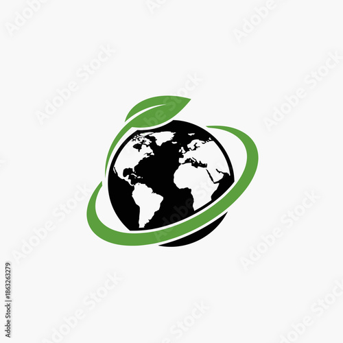 Obraz na płótnie Earth Globe with Green Leaf.