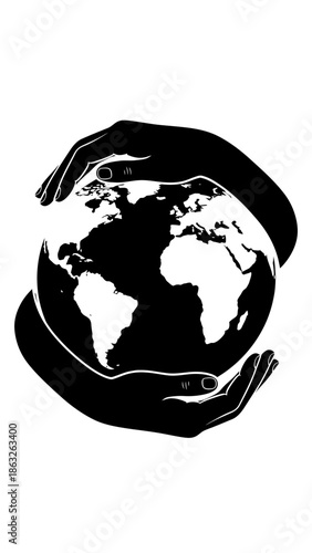 Hands Holding Globe Earth Symbol.