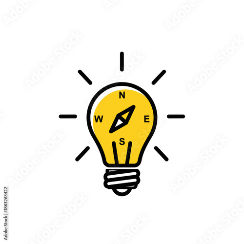 Innovative Light Bulb with Compass Inside.