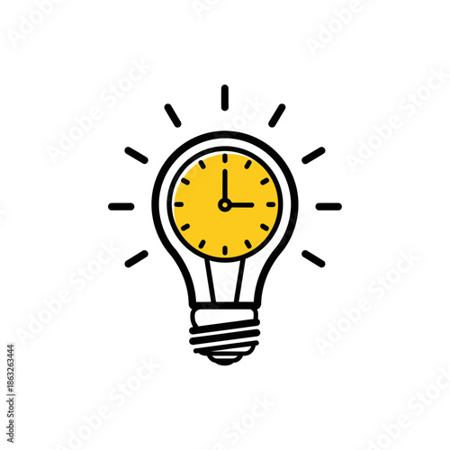 Light Bulb Clock Time Concept Icon.