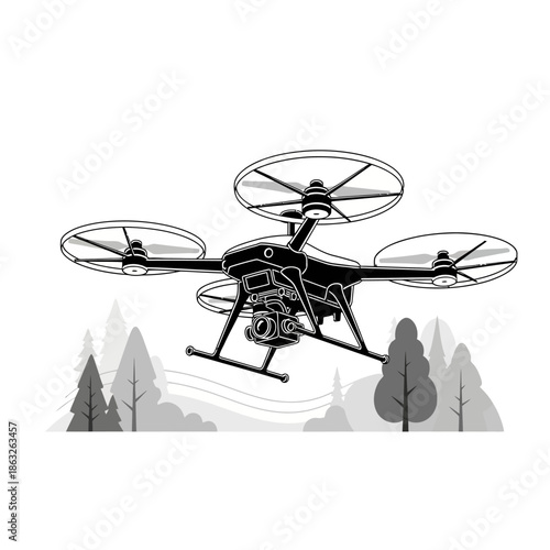 Drone flying through the air fast.