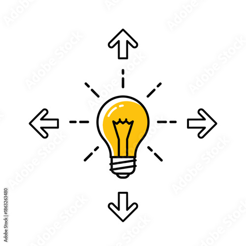 Light Bulb with Arrows Idea Concept.
