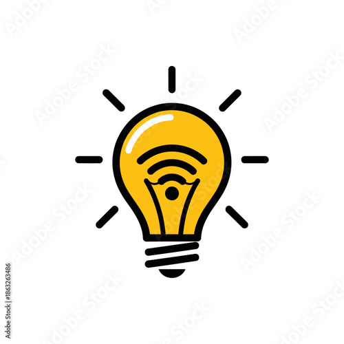 Light Bulb With Black Lines.