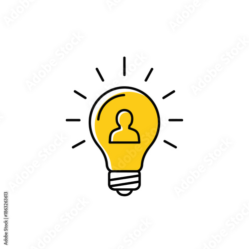 Light Bulb with Human Icon Inside.