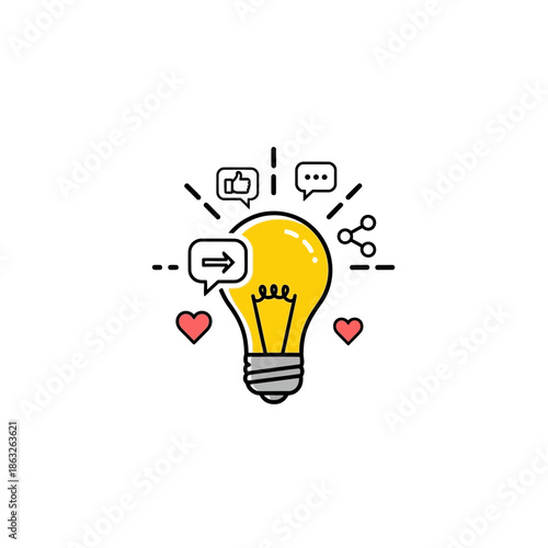 Light Bulb with Idea Conversation Symbols.