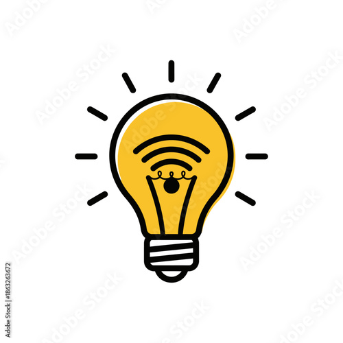 Light Bulb with Radiating Lines Symbol.