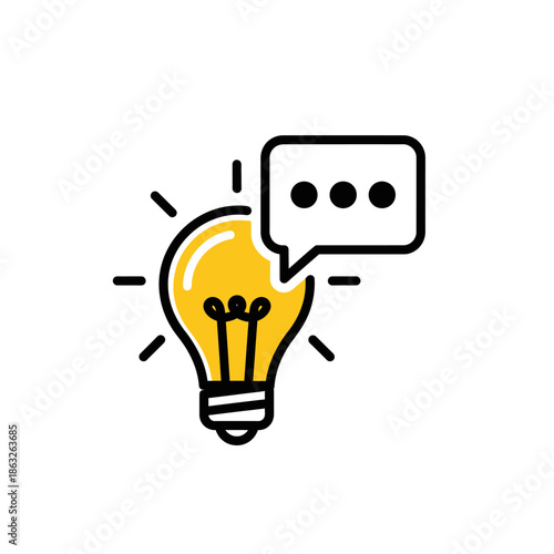 Light Bulb with Speech Bubble Icon.