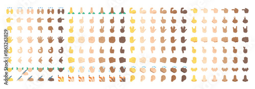 Diverse Hand Gestures and Emojis Vector Illustration Collection
