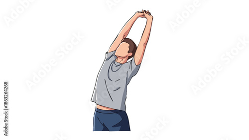 Man stretching arms overhead in athletic wear for fitness concept  