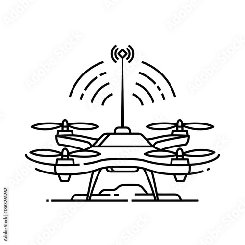 Drone with propellers and antenna.