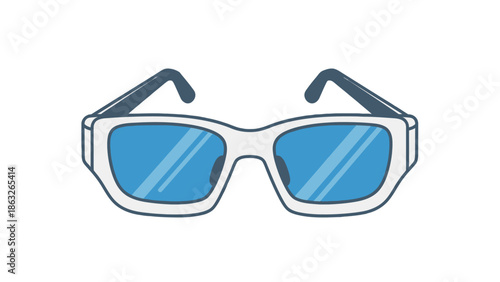 Futuristic sunglasses with blue lenses and white frames, a stylish accessory for tech-savvy individuals