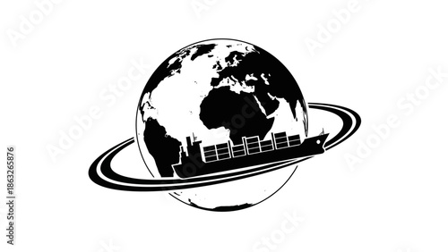 Saturn Planet With City Skyline.