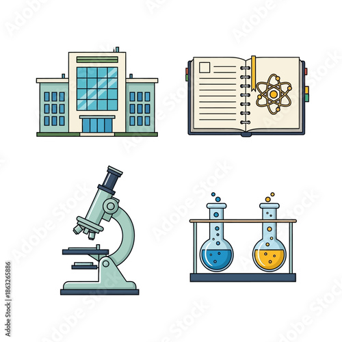 Science Laboratory Equipment Illustration Set.