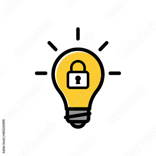 Secure Idea Light Bulb Concept.