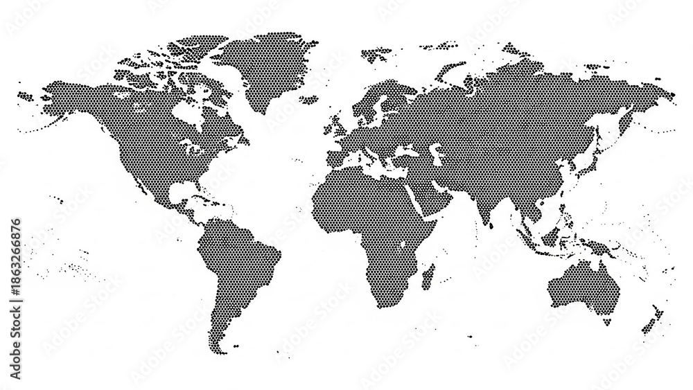 Naklejka premium World map in dotted halftone style