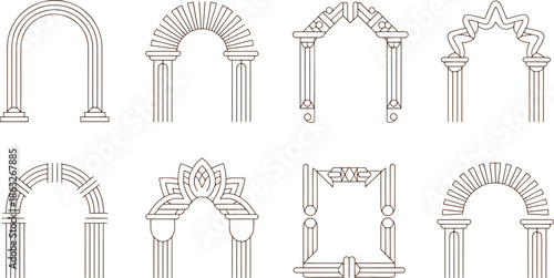Various Architectural Arches with Different and Patterns columns structural