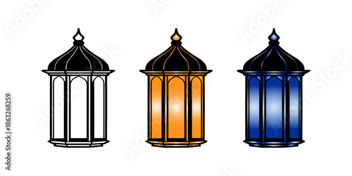 Glowing Islamic Lantern Illustration for Ramadan Night