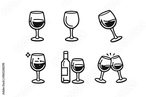 Wine Glasses and Bottle Icons on Gradient Background