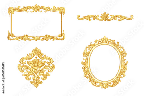 Ornate Golden Frames and Embellishments